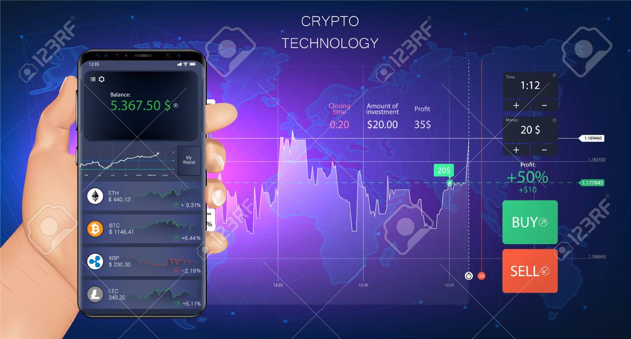 Crypto Online Commerce Forex Banner Mining Bitcoin Technology - 